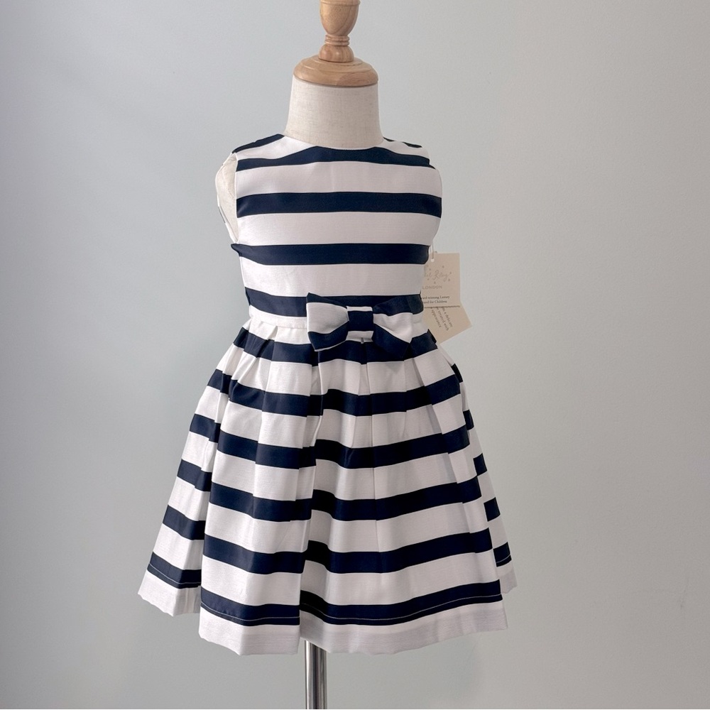 Rachel Riley Toddler Girls Sleeveless Pleated Striped Party Dress Size 2 NWT NEW